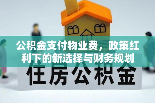 中坜公积金支付物业费，政策红利下的新选择与财务规划